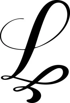 Tall black script letter L with hairline top swash and knotted loop tail, vector Иллюстрация