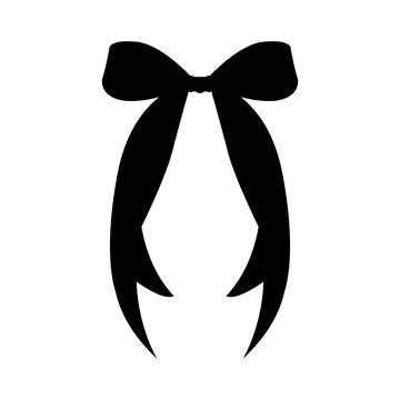 Tall bow silhouette with curved falling ribbons for festive decoration vector Stock-Illustration