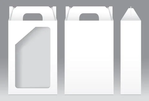 Tall Box White window shape cut out Packaging Template blank. Empty Box white Ilustración de archivo