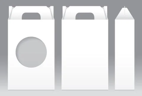 Tall Box White window shape cut out Packaging Template blank. Empty Box white Stock Illustration