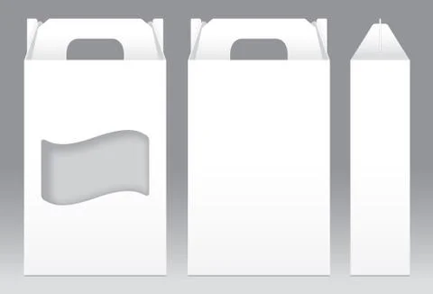 Tall Box White window shape cut out Packaging Template blank. Empty Box white Illustrazione stock
