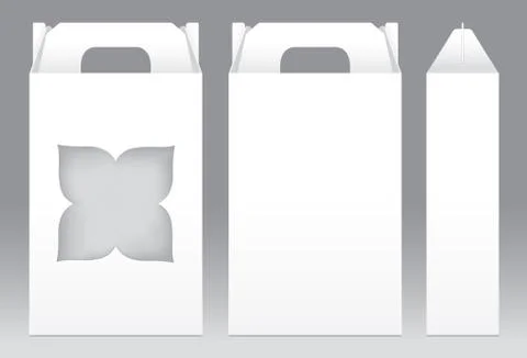 Tall Box White window star shape cut out Packaging Template blank. Empty Box Stock Illustration