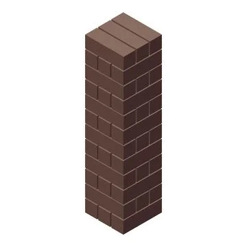 Tall brick column standing isolated on white background Stock Illustration