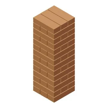 Tall brick column standing on white background Stock Illustration