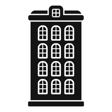 Tall building with arched windows facade simple icon logo Ilustração Stock