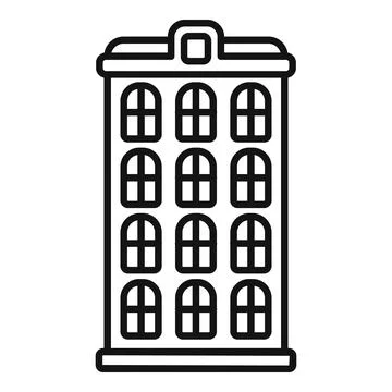 Tall building with arched windows facade line art drawing Ilustración de archivo