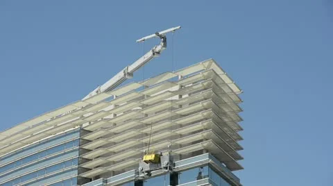 Tall building cleaning Stock Footage 12560665