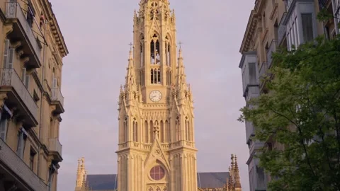 Tall building with clock on side Stock Footage 275774974