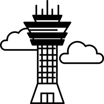 A tall building with a cloud in the background Ilustración de archivo