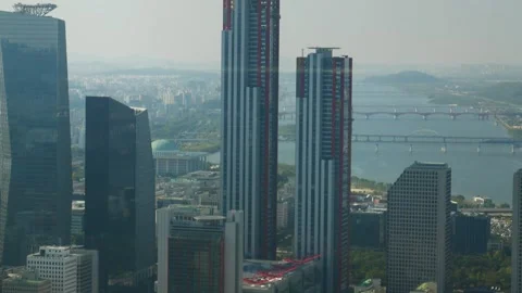 Tall building construction high angle tilt up Stock Footage 233479224