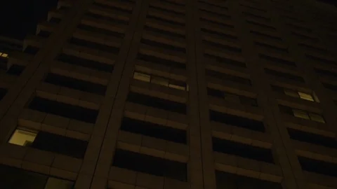 Tall Building at Night Low Angle 動画素材 113838432