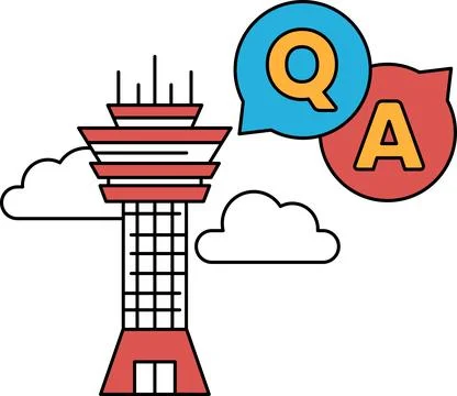 A tall building with a Q and A on it Ilustración de archivo