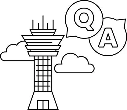 A tall building with a Q and A on it Ilustración de archivo