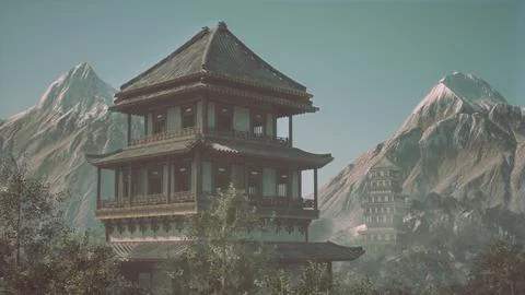A tall building sitting in the middle of a forest Illustration