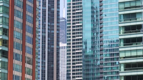 Tall buildings in the Chicago downtown is second largest business district .. Video stock 255993450