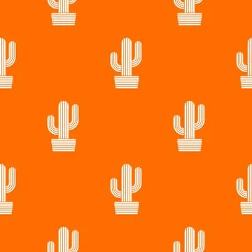 Tall cactus pattern vector orange 스톡 일러스트