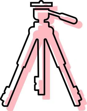 Tall camera tripod stand support line art Stock Illustration