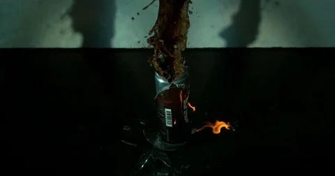 Tall Can Explodes Closeup Stock Footage 77796863