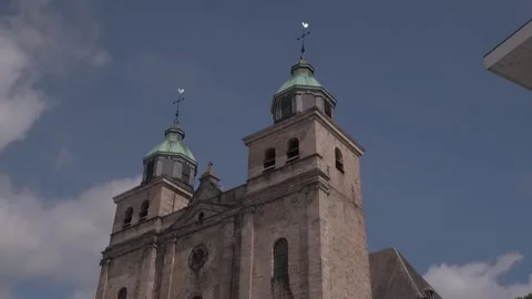 A Tall Catholic Cathedral or Protestant Church in Europe Stock-Footage 325686374