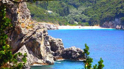 Tall cliff with beautiful beach in the background, Stock footage, HD 1080p Video stock 37616725