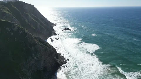 Tall cliffs in the Atlantic Ocean Stock Footage 299146430