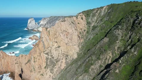 Tall cliffs in the Atlantic Ocean Stock Footage 299146433
