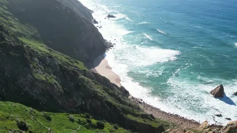 Tall cliffs in the Atlantic Ocean Stock Footage 299146434