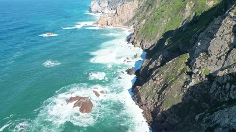 Tall cliffs in the Atlantic Ocean Stock Footage 299147047