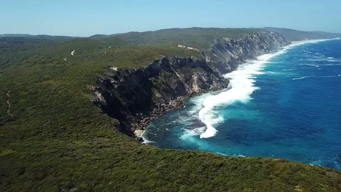 Tall Cliffs by the Ocean Stock Footage 129726585