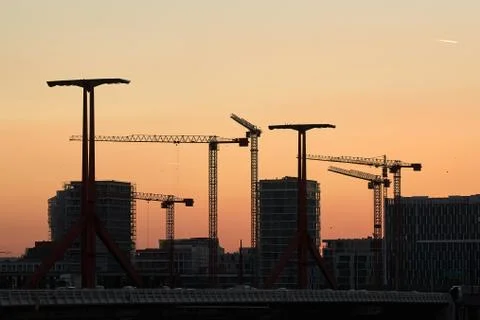 Tall Construction Cranes Stock Photos