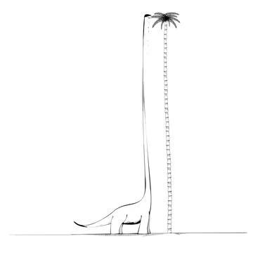 Tall Dinosaur eats from a Tall Palm Tree Stock Illustration