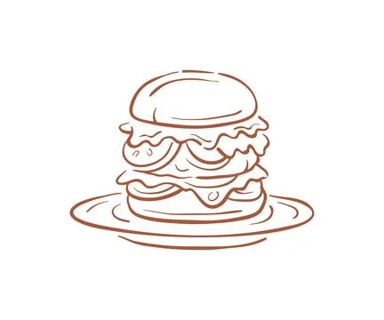 A Tall Double Cheeseburger With Multiple Layers On A Plate Vector Illustratio Stock Illustration