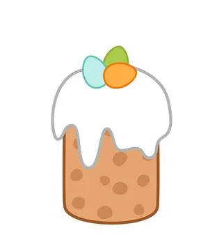 Tall Easter cake decorated by colorful Easter eggs. Cartoon, vector Illustrazione stock