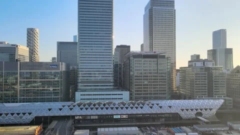 TALL EUROPEAN STRUCTURES  HIGH ANGLE AERIAL Stock-Footage 151098511