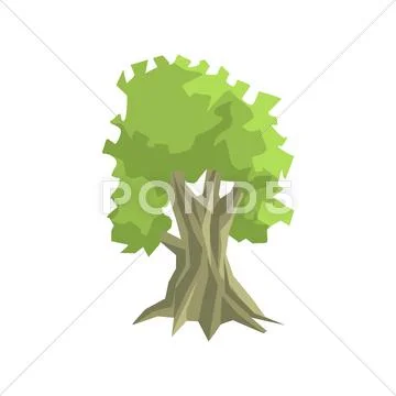 Tall Foliage Tree Jungle Landscape Element Stock Illustration