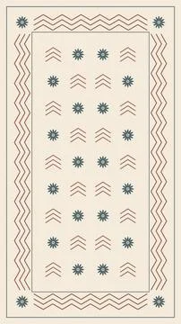 A tall folk-inspired composition pairs teal floral rosettes with terracotta.. Ilustração Stock