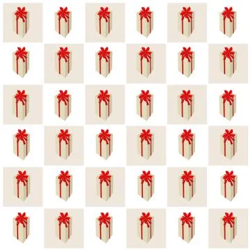 Tall Gift Boxes in Brown and White Chess Board Stock Illustration