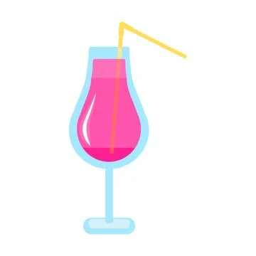 Tall Glass On Thin Stand With Raspberry Cocktail Stock Illustration
