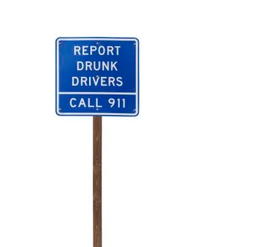 Tall isolated report drunk drivers sign on wood post Stock Photos