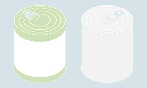 Tall Isometric Tin Cans with Pull Tabs Vector Stock Illustration