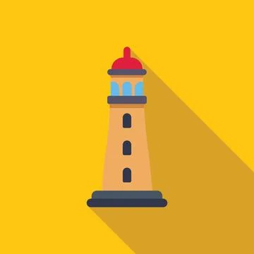 Tall lighthouse structure standing on yellow background Stock Illustration