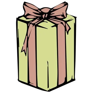Tall Lime Gift Box with Coral Bow Stock Illustration