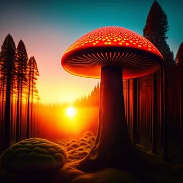 Tall magic mushroom Illustrazione stock