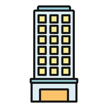 Tall multistory building icon representing urban architecture Ilustração Stock