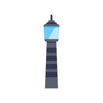 Tall observation tower building in flat design style Ilustración de archivo