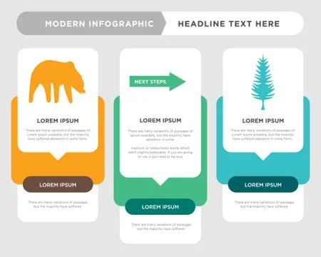 Tall pine tree, next steps, bear infographic Stock Illustration