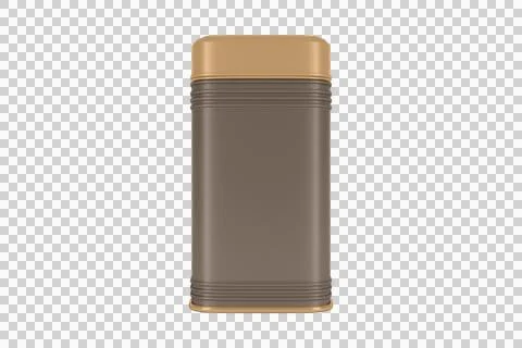 Tall rectangular metal container with gold cap and grooved sides Stock Illustration