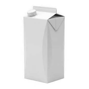 A tall, rectangular, white carton with a spout and a plastic cap on top. Stock Illustration