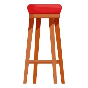 Tall red padded bar stool standing on white background Stock Illustration