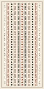 A tall repeating pattern features stylized leaves, floral shapes, and linea.. Stock Illustration
